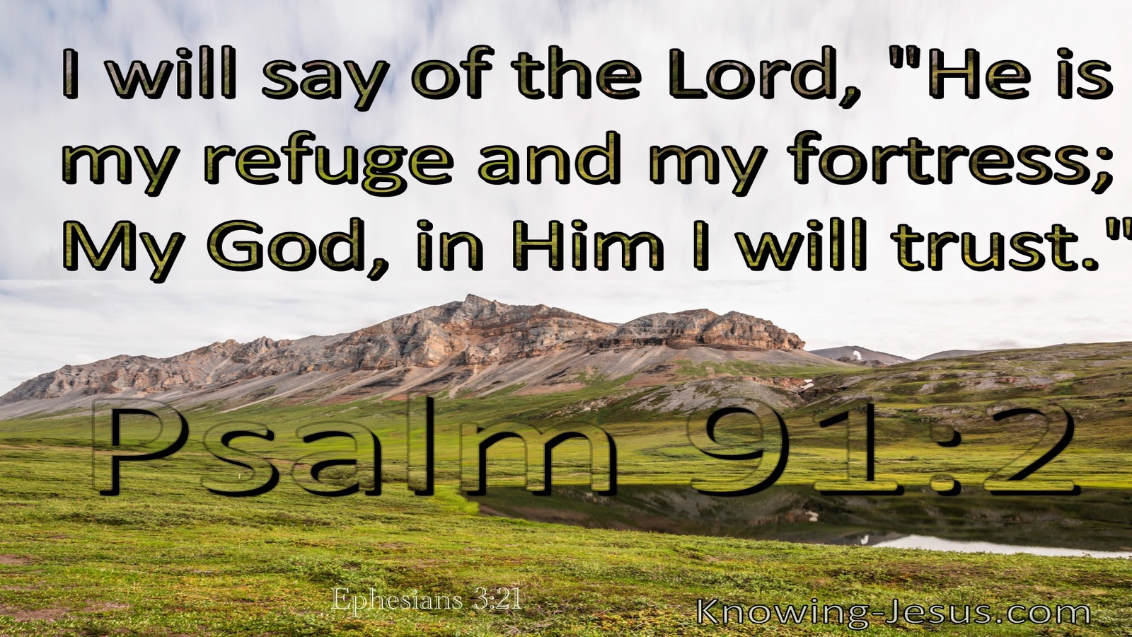 Psalm 91:2 The Lord Is My Refuge And Fortress (green)